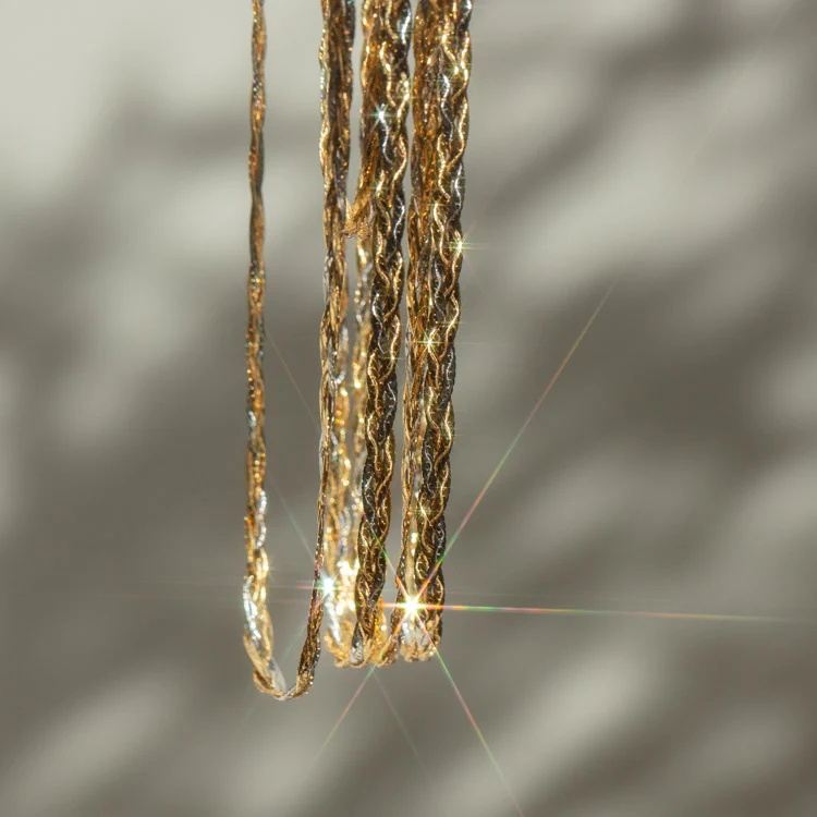 Solid Gold Mixed Metal Braided Necklace - Image 5