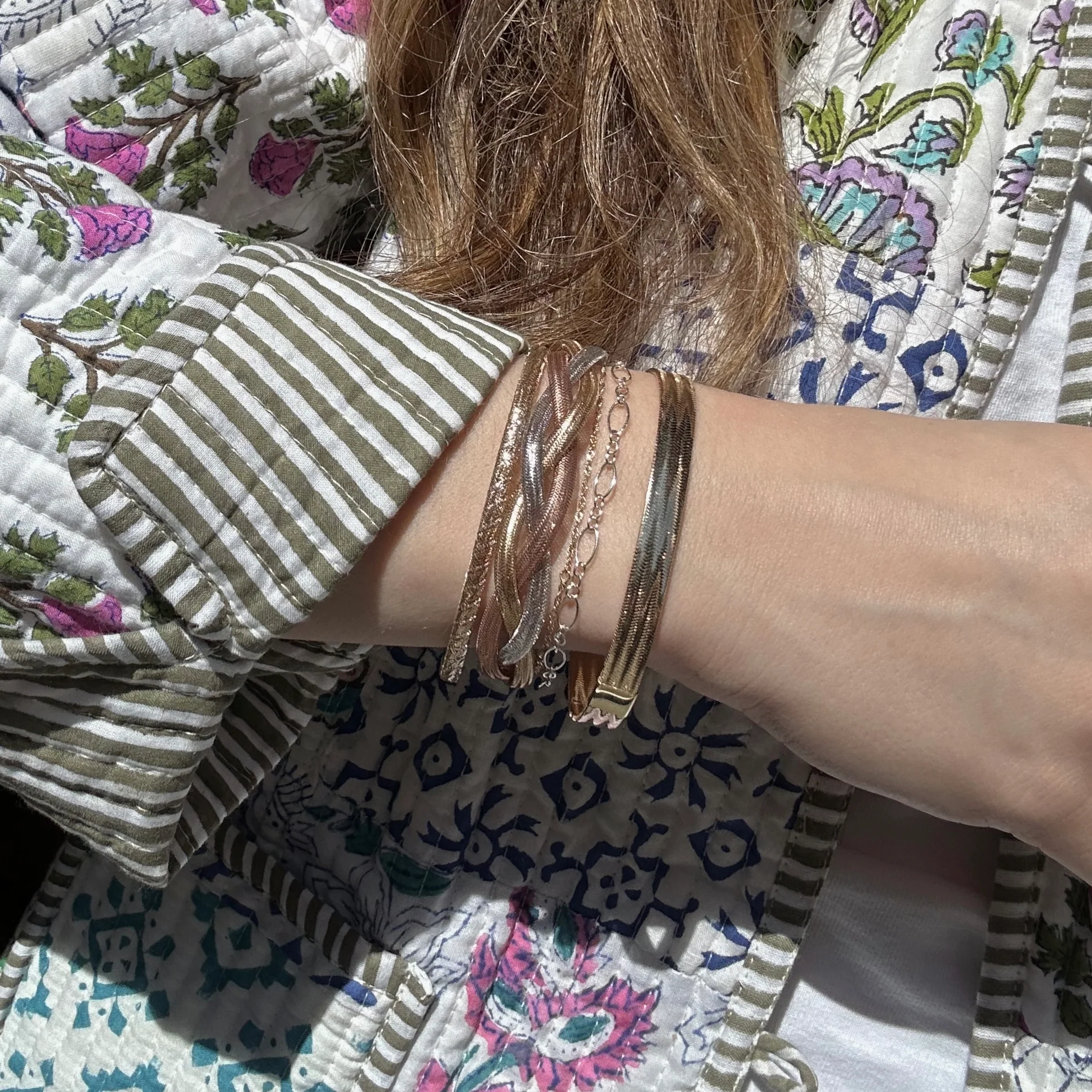 Solid Gold Mixed Metal Mesh Bracelet - Image 5