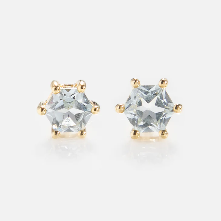 Solid Gold Modern Birthstone Studs - Image 11