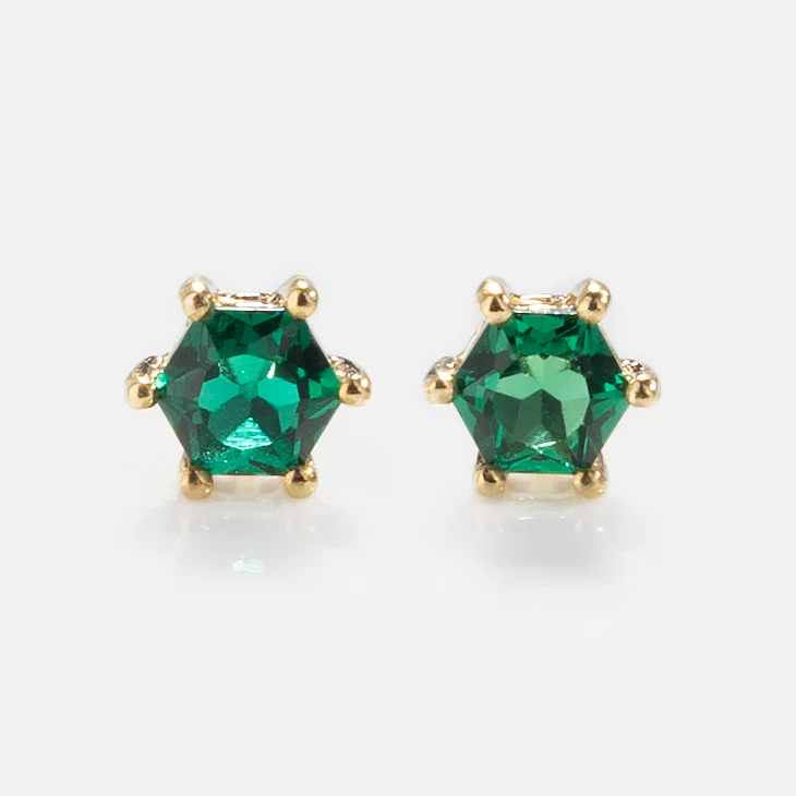 Solid Gold Modern Birthstone Studs - Image 13