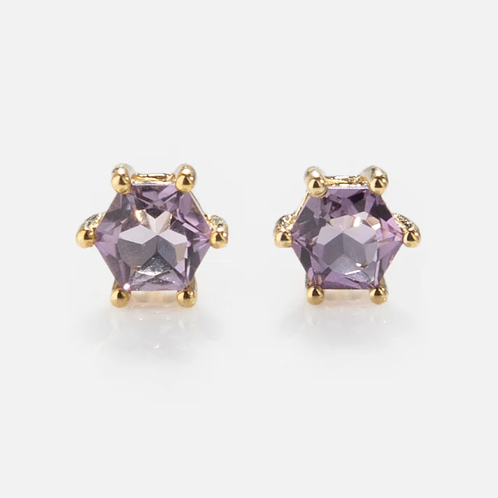 Solid Gold Modern Birthstone Studs - Image 14