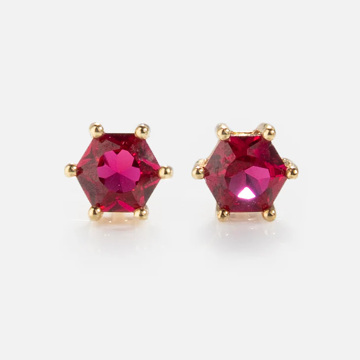 Solid Gold Modern Birthstone Studs - Image 15