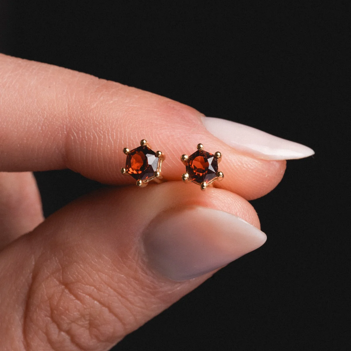 Solid Gold Modern Birthstone Studs - Image 5