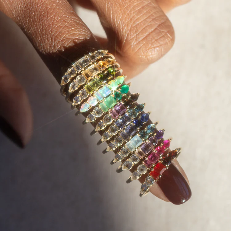 Solid Gold Modern Ombre Birthstone Ring - Image 11