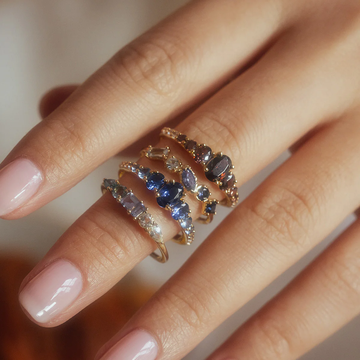 Solid Gold Modern Ombre Birthstone Ring - Image 3