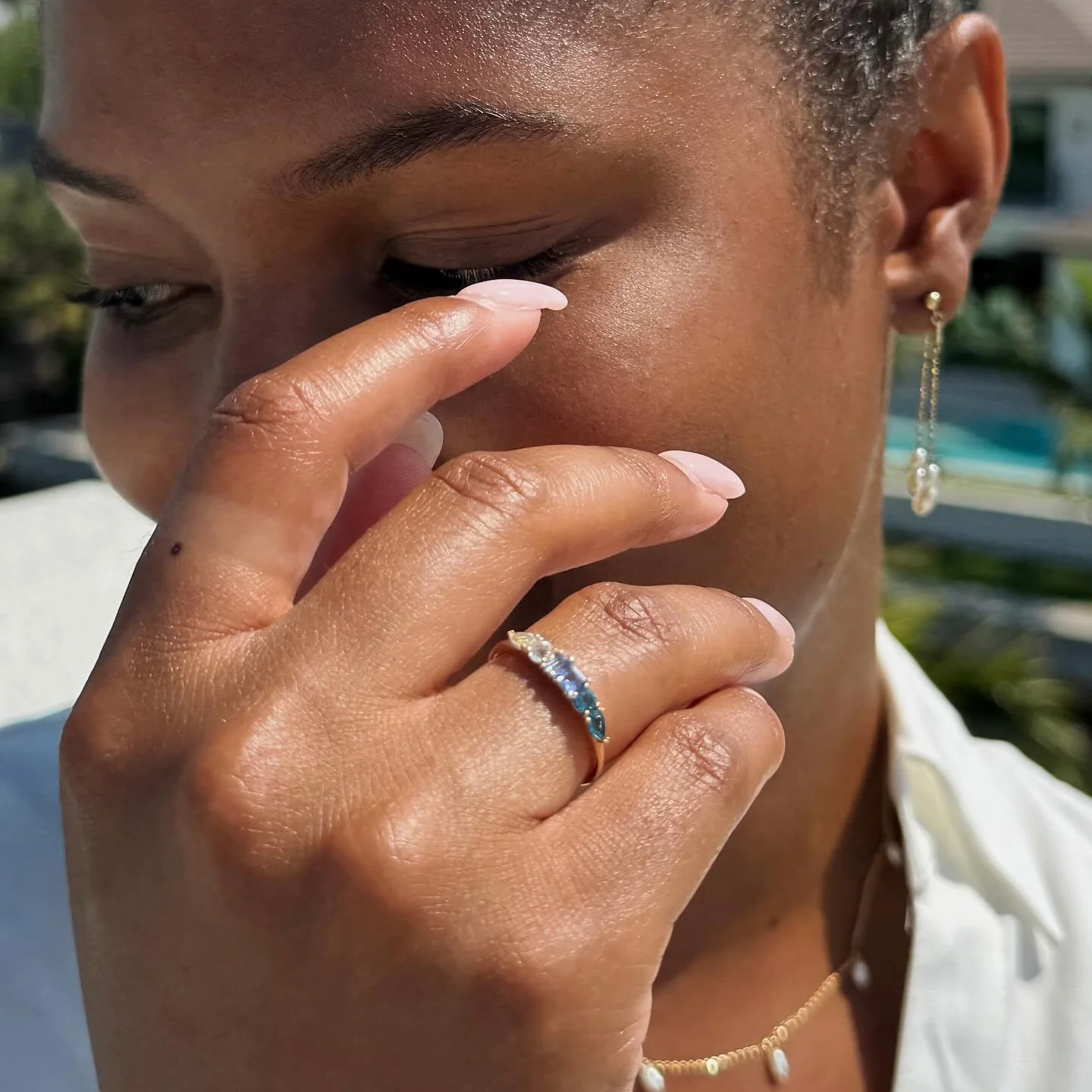 Solid Gold Modern Ombre Birthstone Ring - Image 9