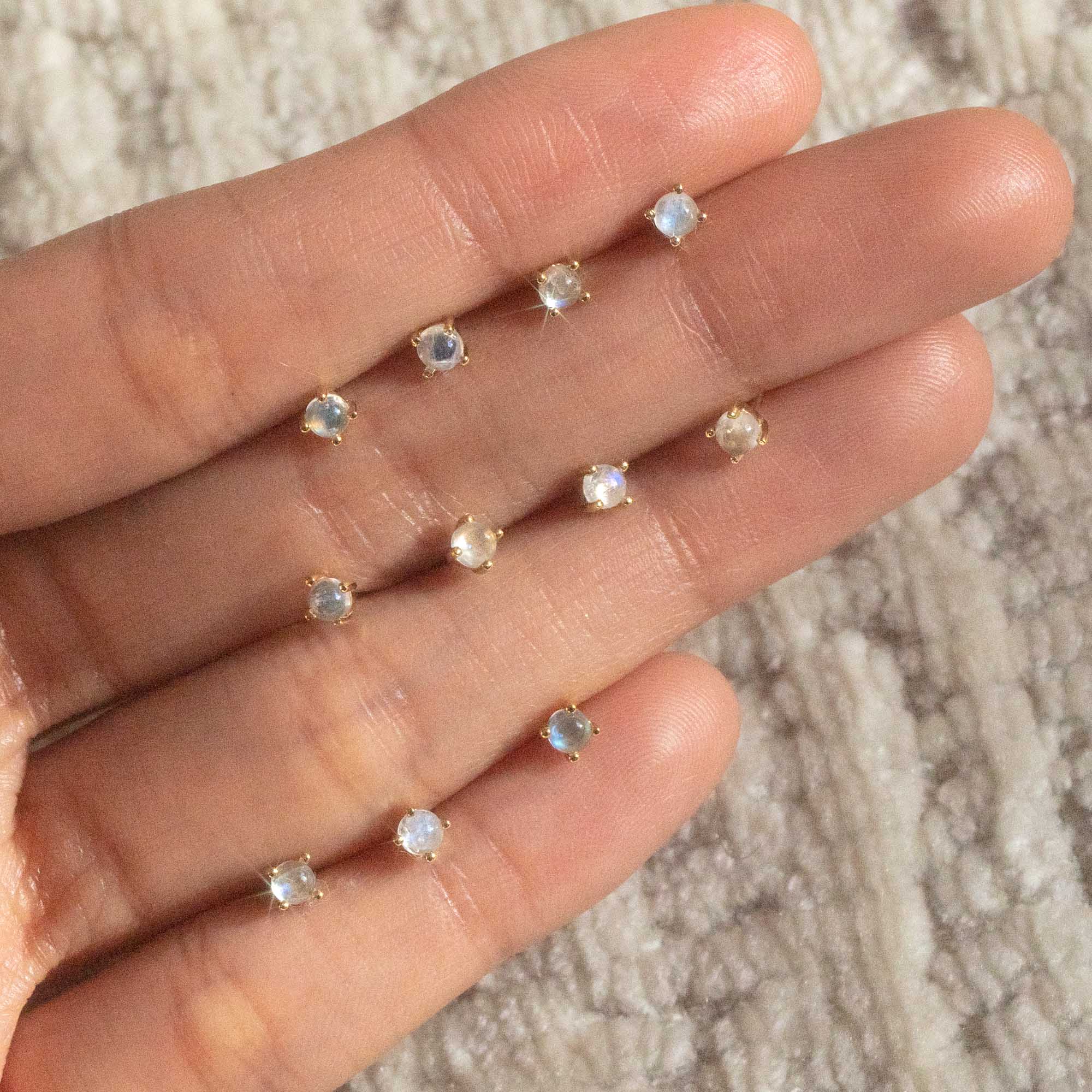 Solid Gold Moonstone Studs - Image 4