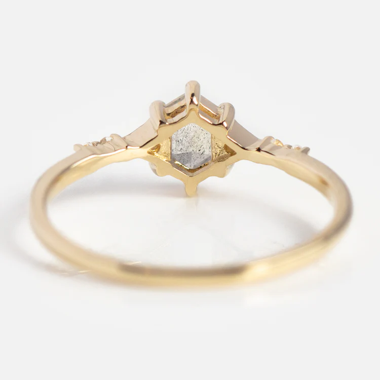 Solid Gold Mystic Labradorite Hexagon Ring for Protection - Image 7