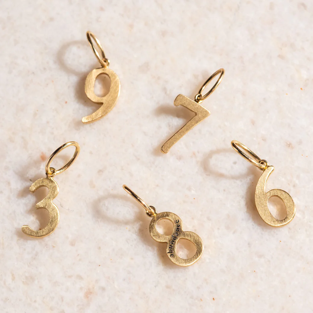 Solid Gold Number Charm - Image 8