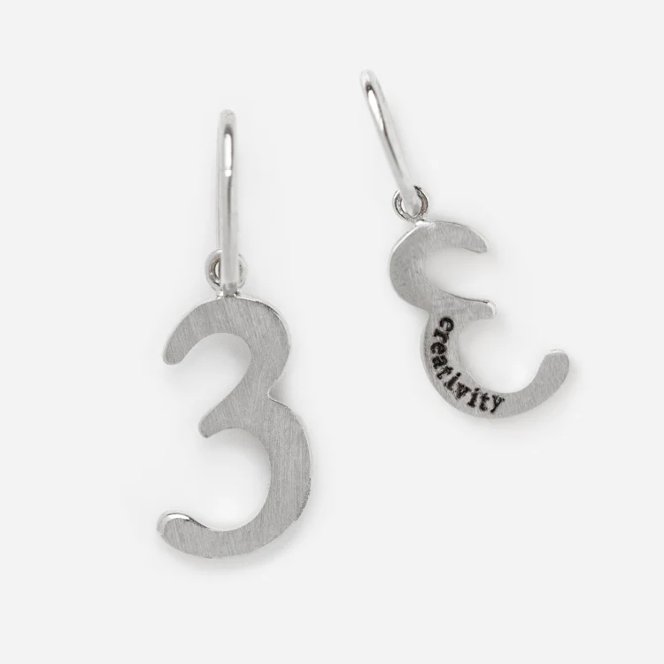 Solid Gold Number Charm in White Gold - Image 11