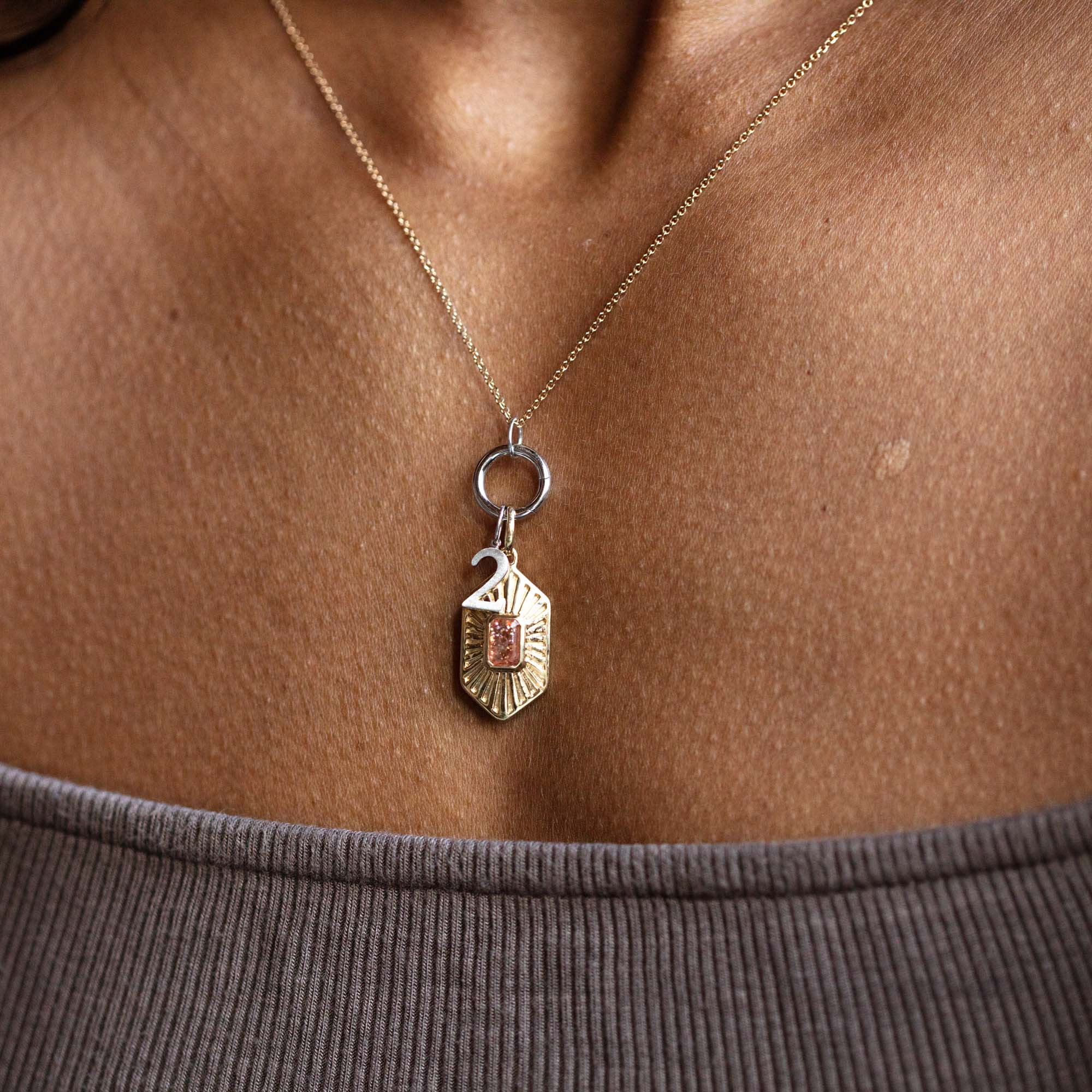Solid Gold Number Charm in White Gold - Image 3