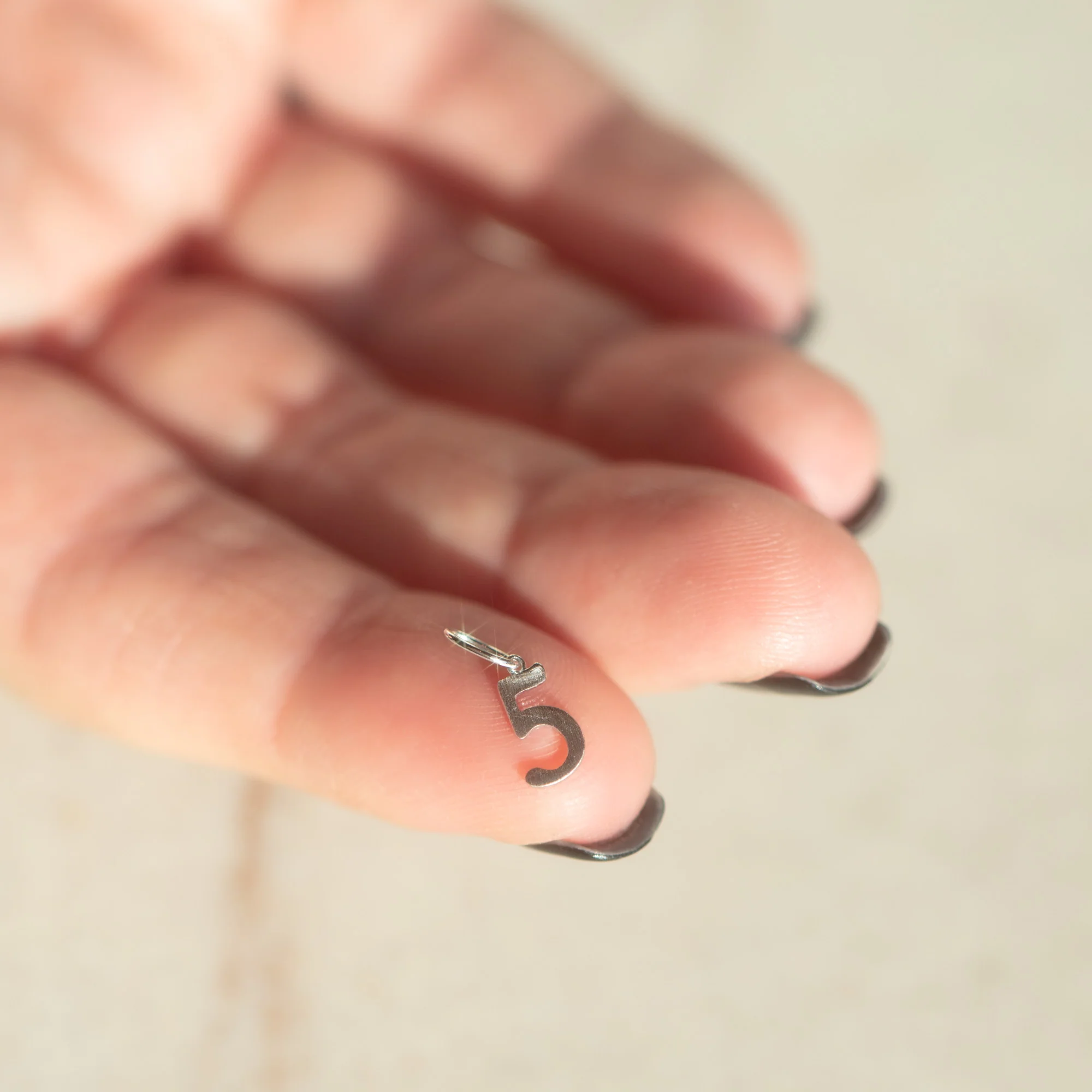 Solid Gold Number Charm in White Gold - Image 4