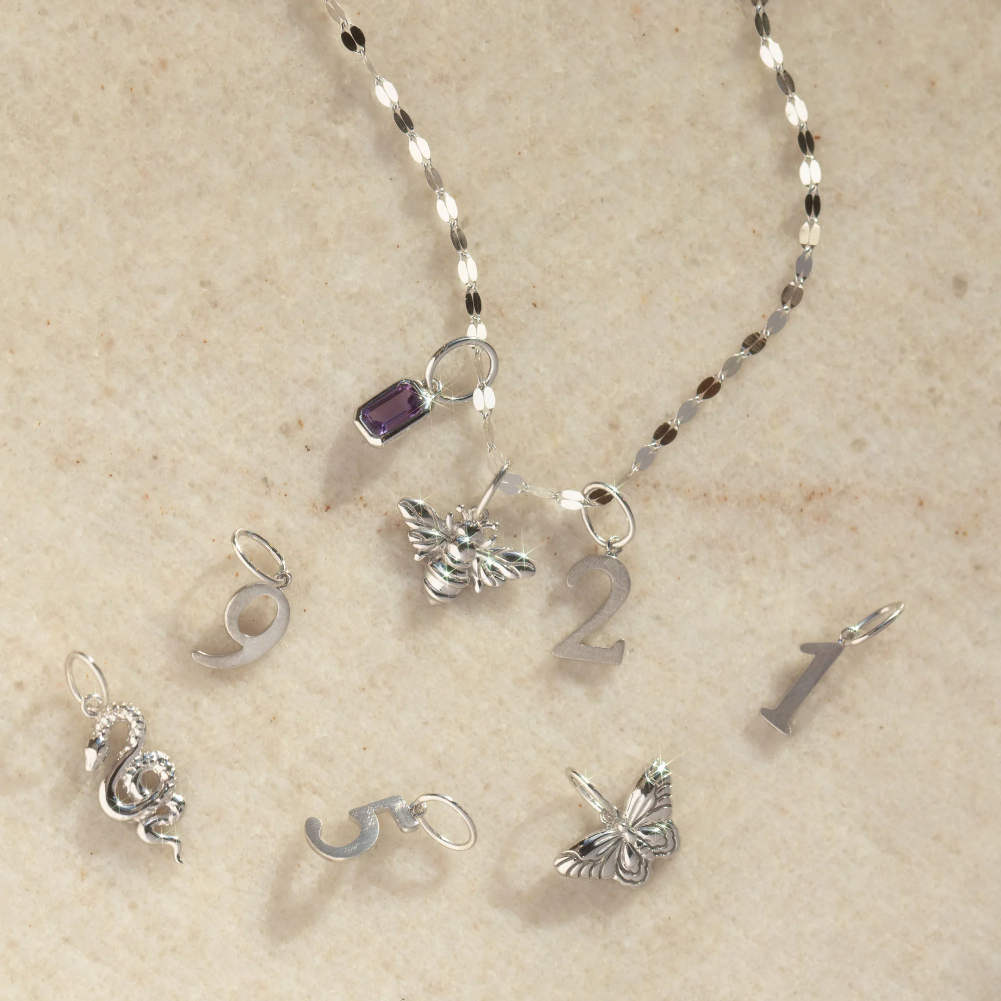 Solid Gold Number Charm in White Gold - Image 5