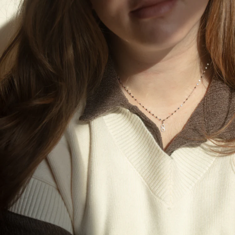 Solid Gold Number Charm in White Gold - Image 8