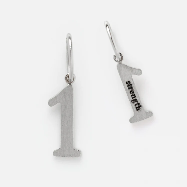 Solid Gold Number Charm in White Gold - Image 9