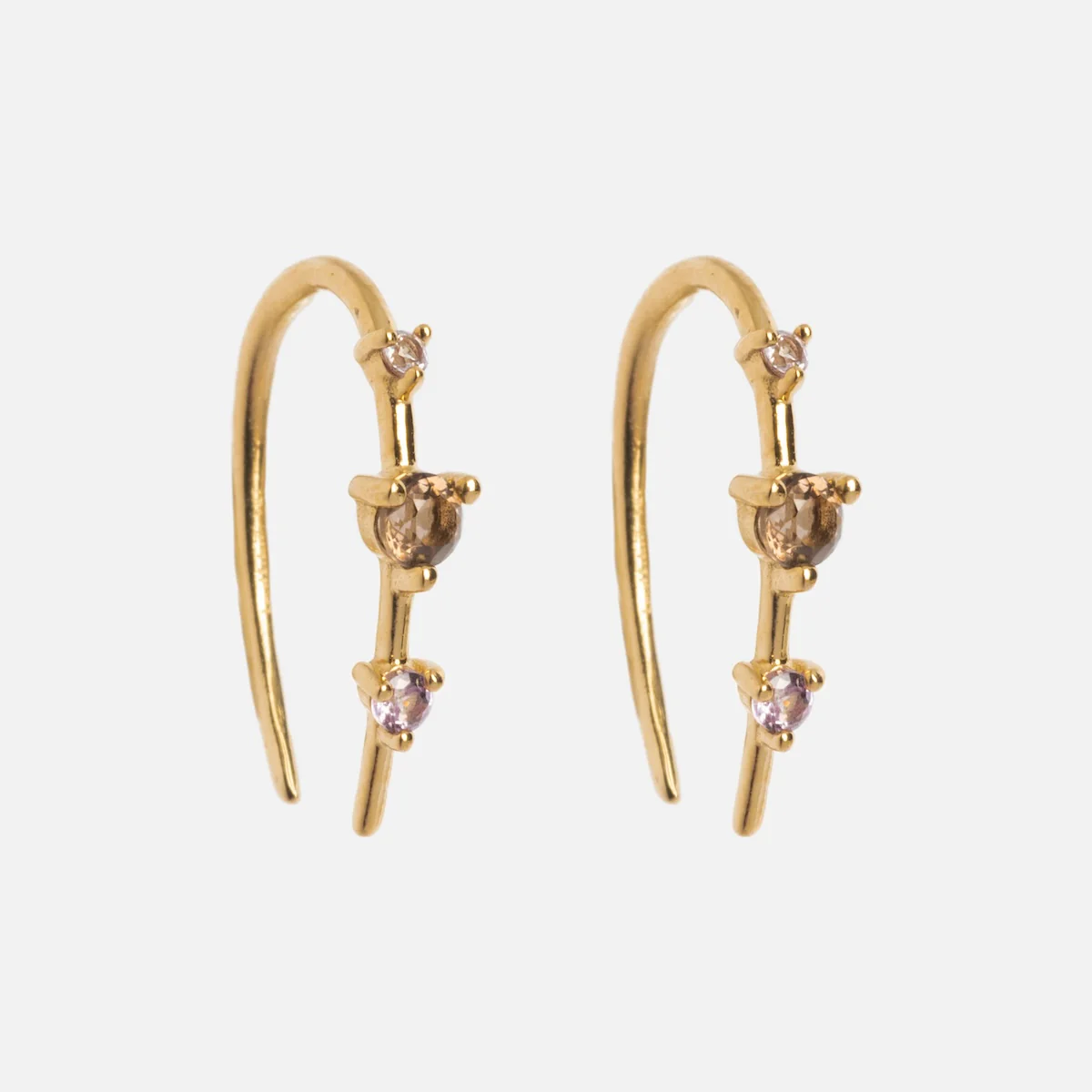 Solid Gold Ombre Birthstone Ear Huggers - Image 11