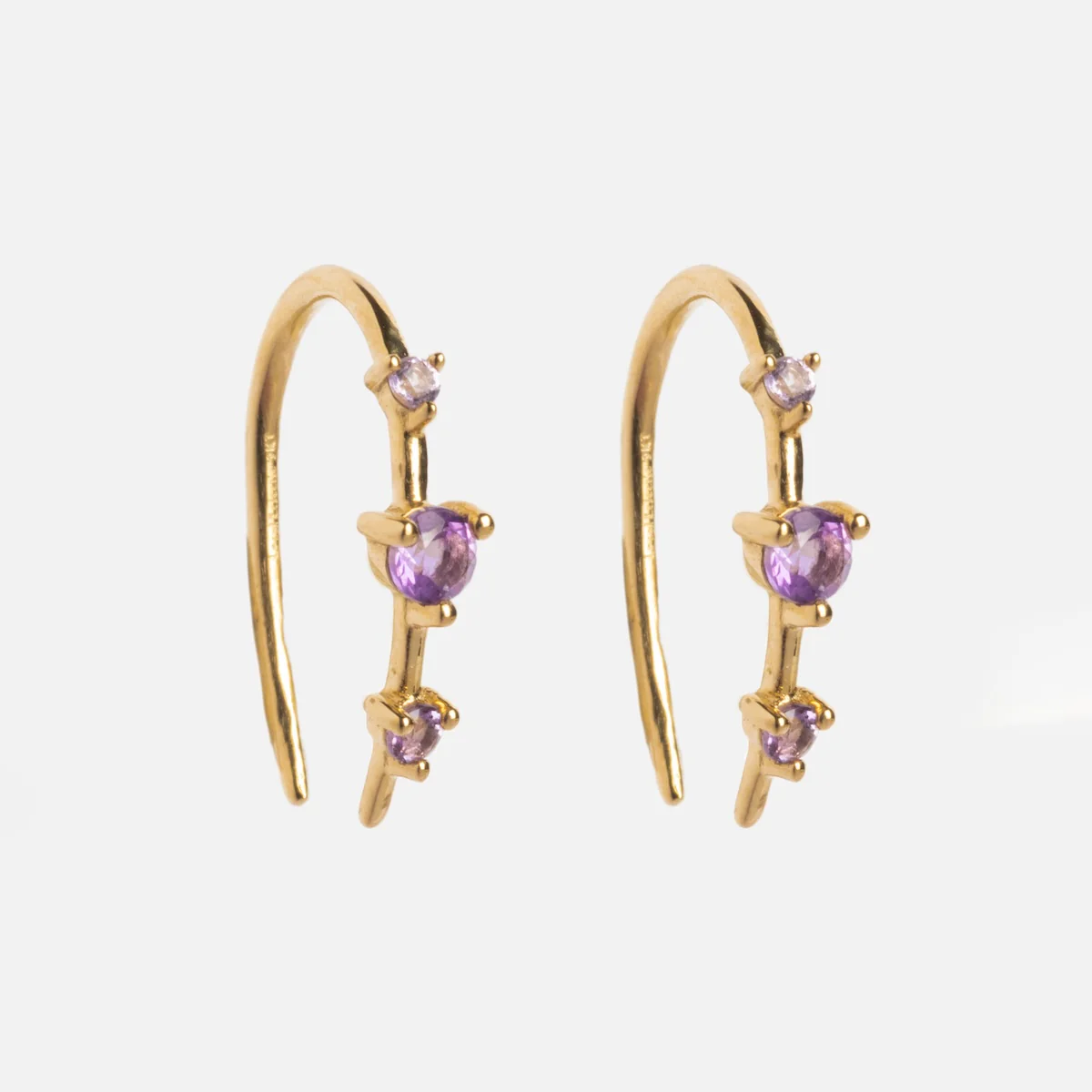 Solid Gold Ombre Birthstone Ear Huggers - Image 17