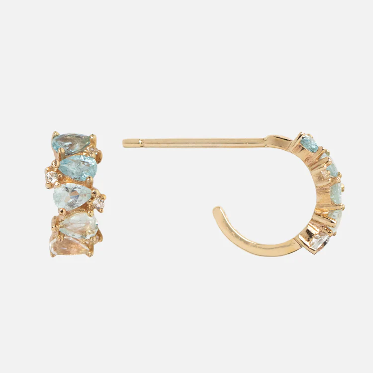 Solid Gold Ombre Birthstone Huggie Hoops - Image 8