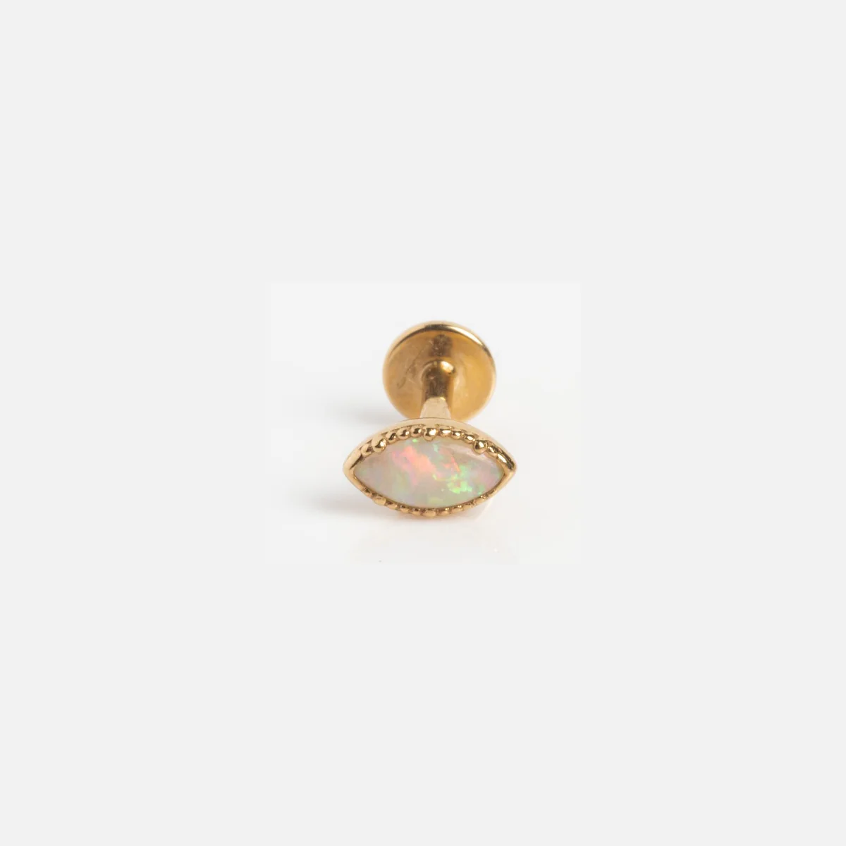 Solid Gold Opal Marquise Flat Back Studs - Image 8