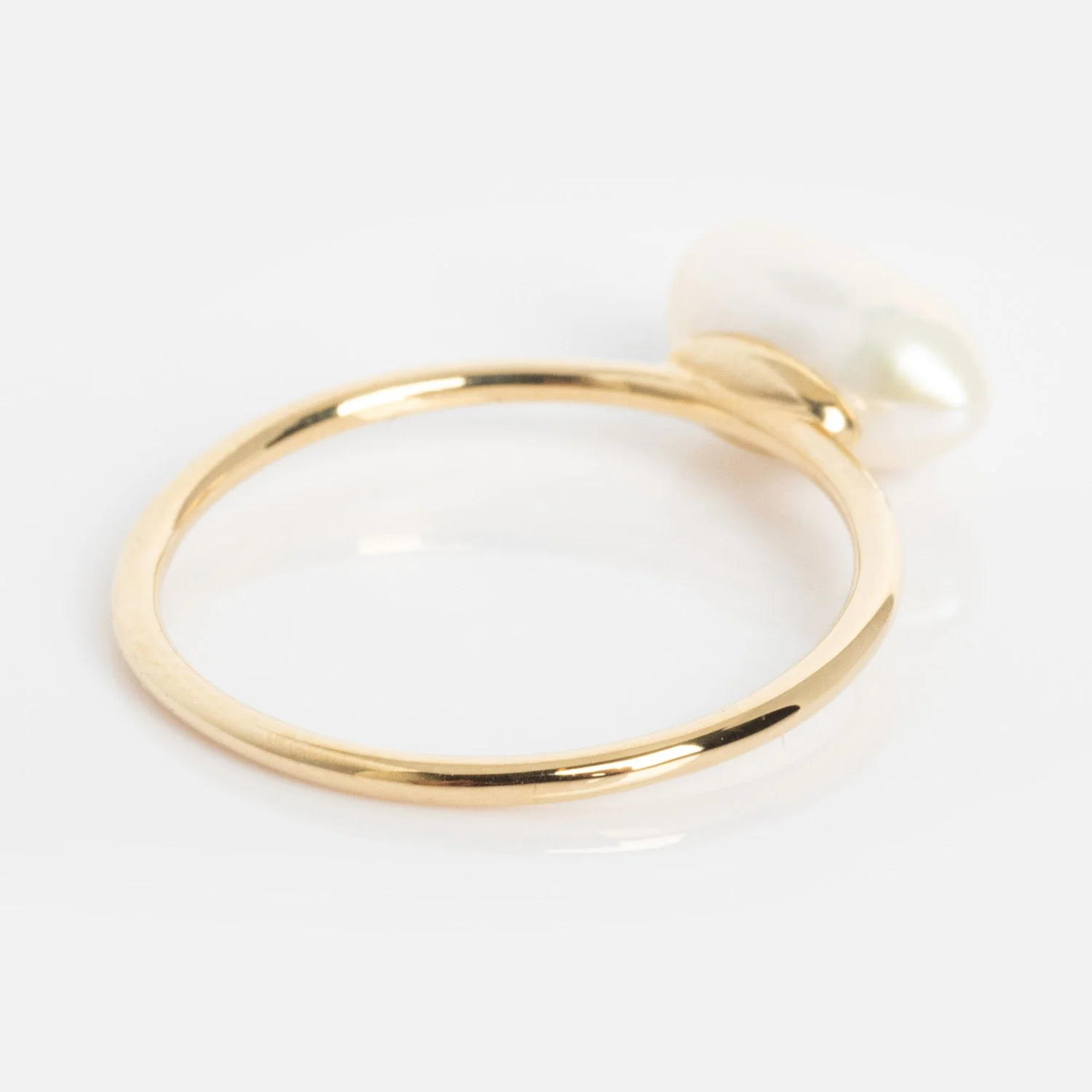 Solid Gold Organic Pearl Solitaire Ring - Image 11