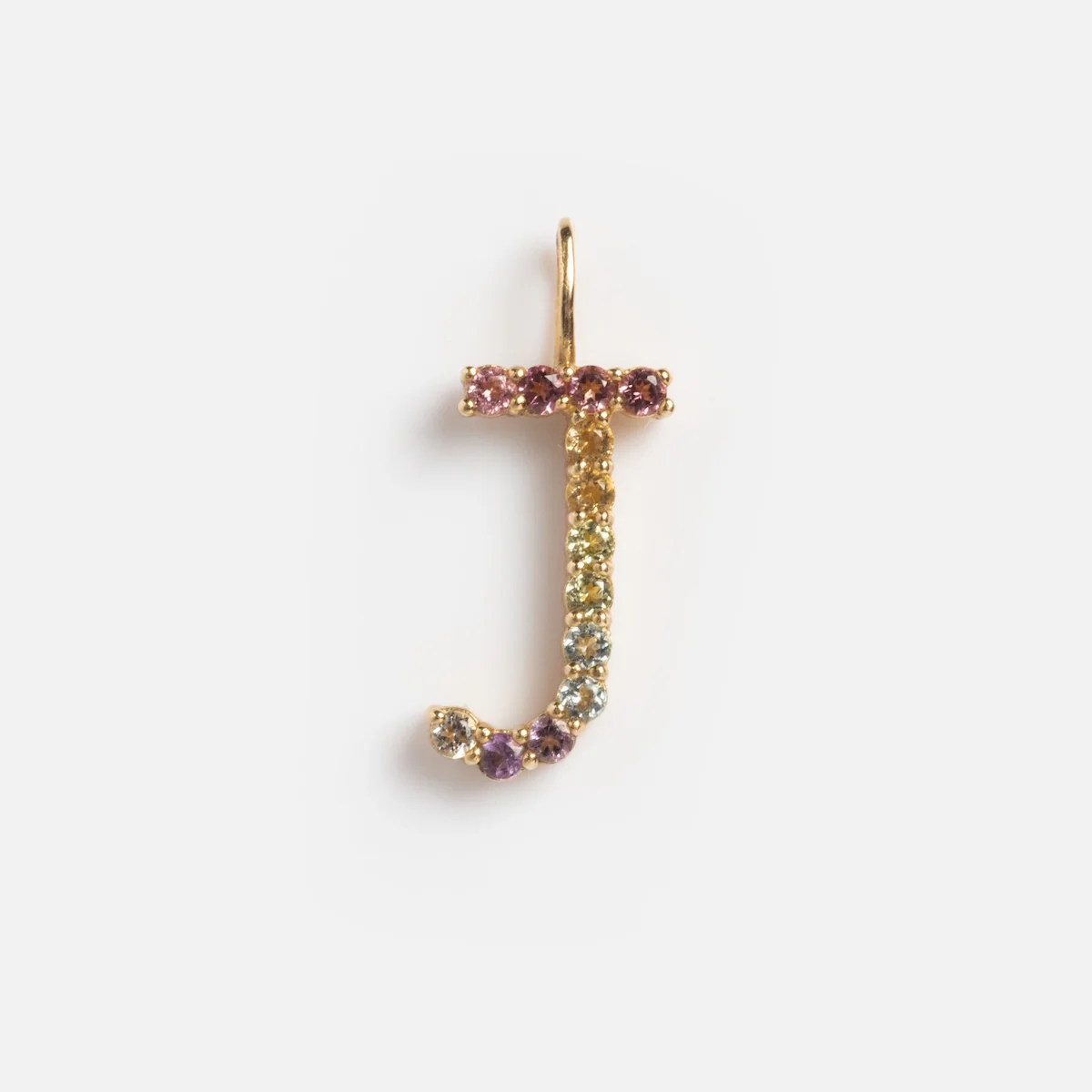 Solid Gold Pastel Gemstone Letter Charm - Image 14