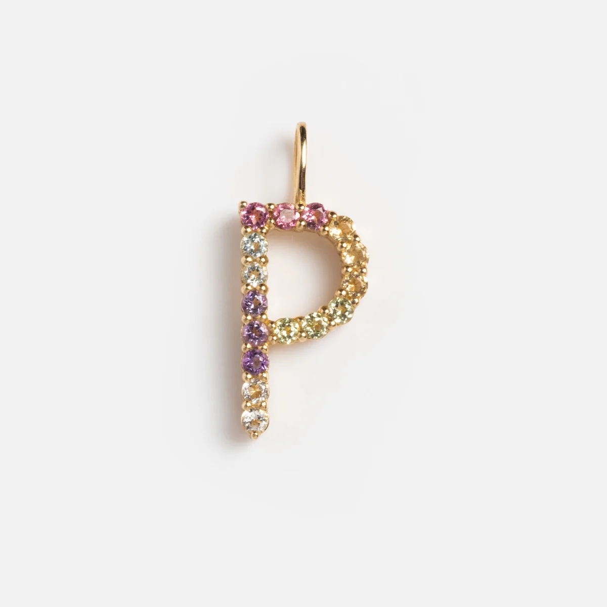 Solid Gold Pastel Gemstone Letter Charm - Image 20