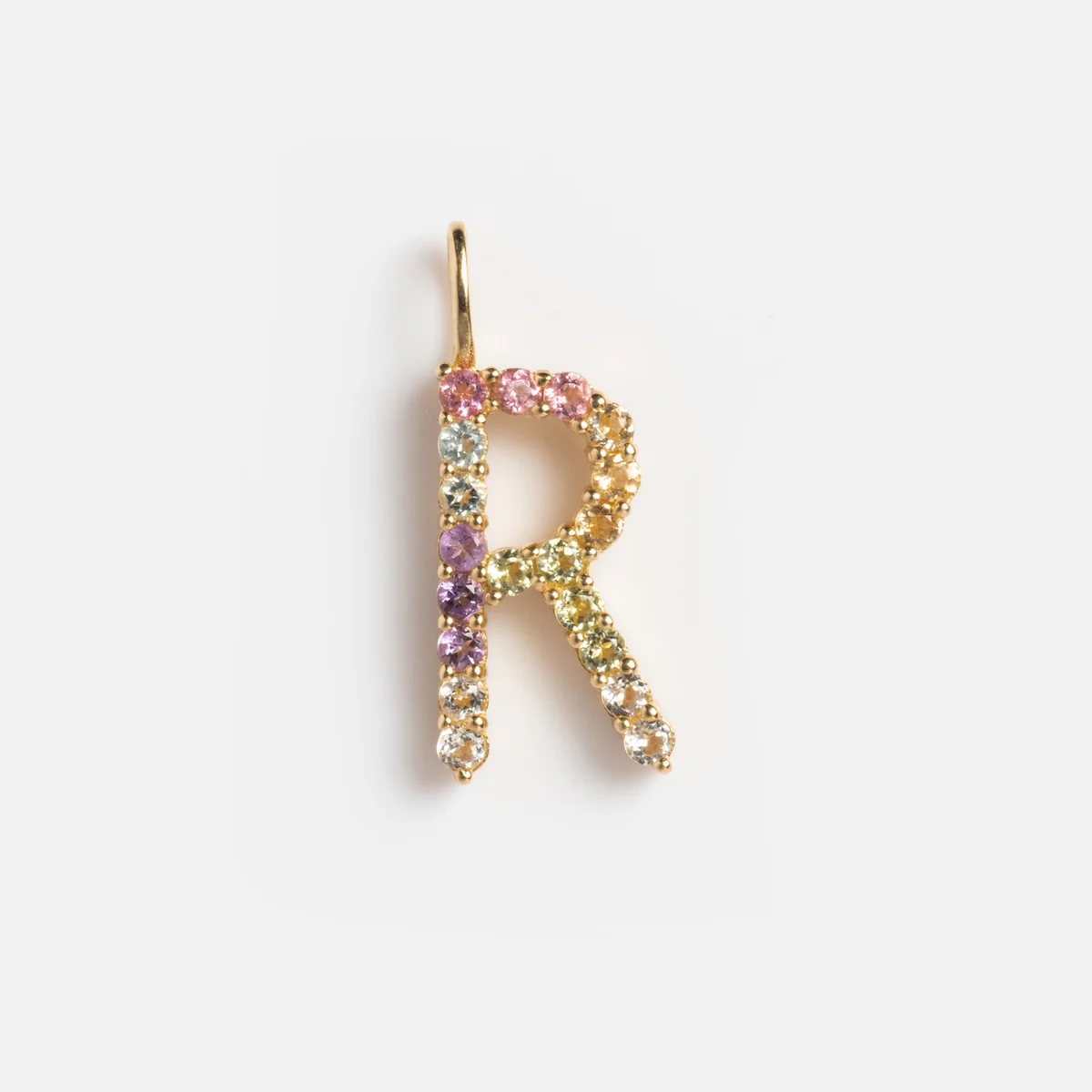 Solid Gold Pastel Gemstone Letter Charm - Image 22