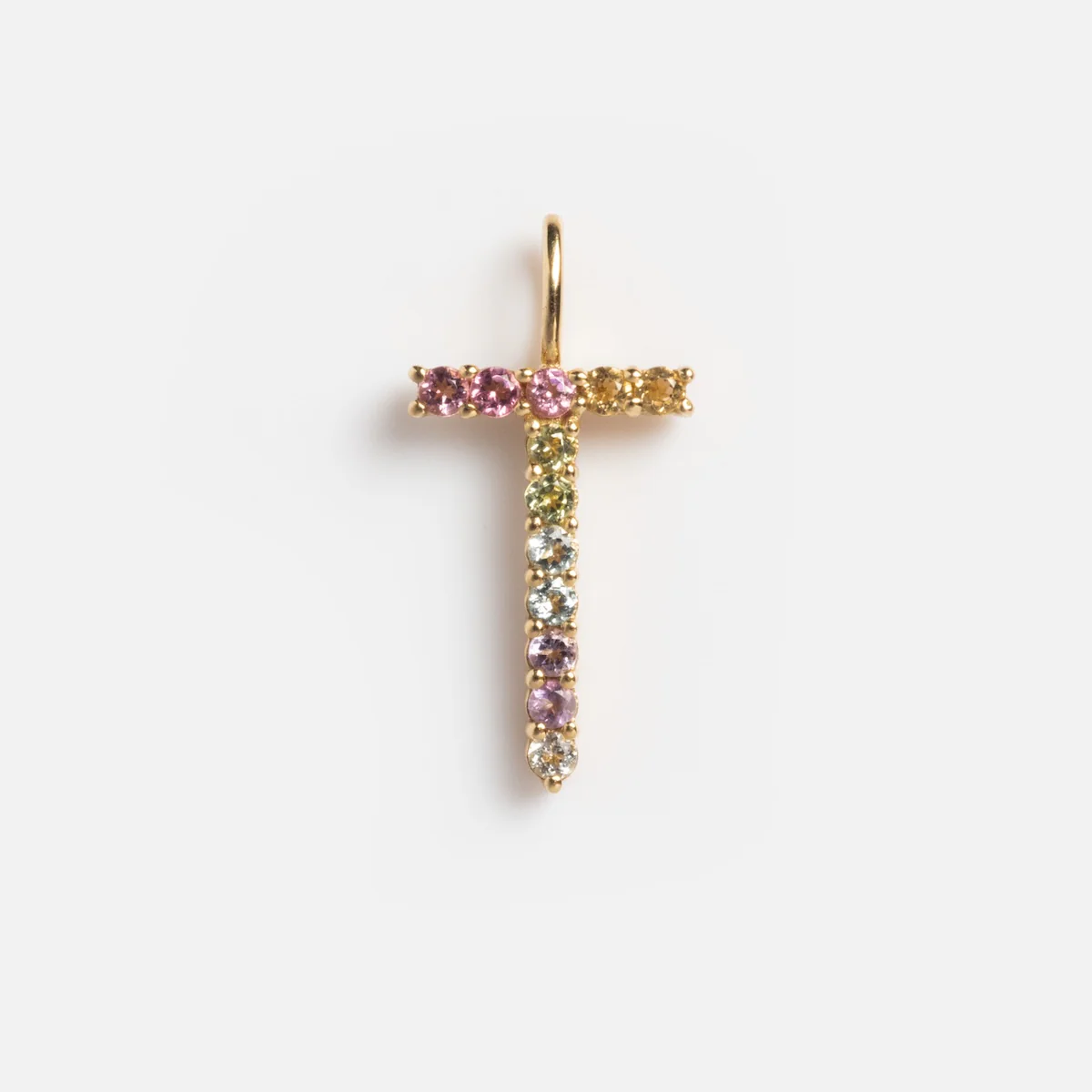 Solid Gold Pastel Gemstone Letter Charm - Image 24