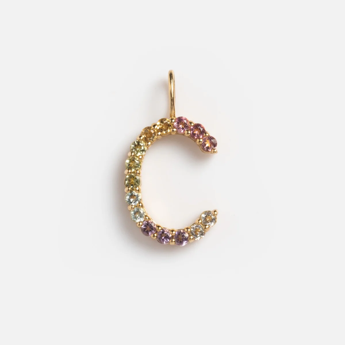 Solid Gold Pastel Gemstone Letter Charm - Image 27