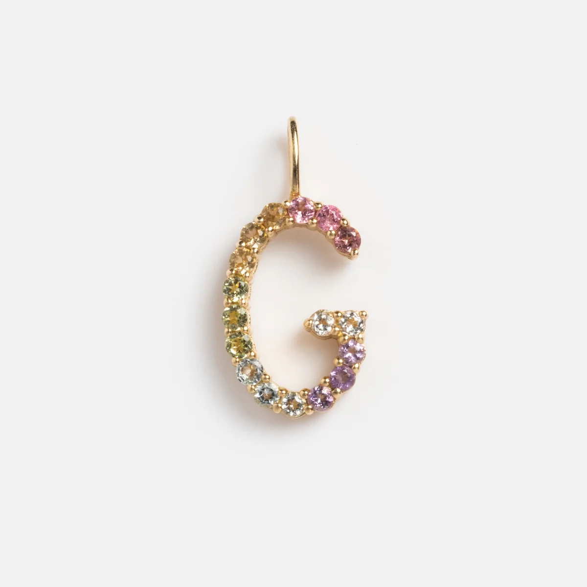 Solid Gold Pastel Gemstone Letter Charm - Image 32