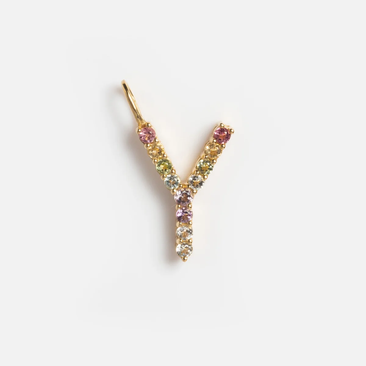 Solid Gold Pastel Gemstone Letter Charm - Image 34