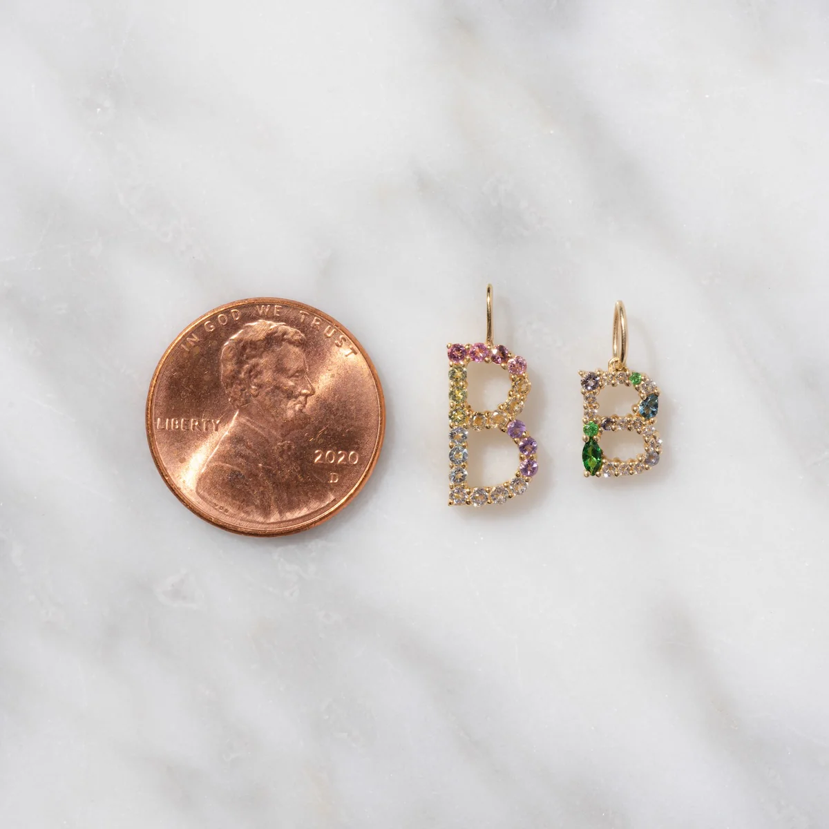 Solid Gold Pastel Gemstone Letter Charm - Image 7