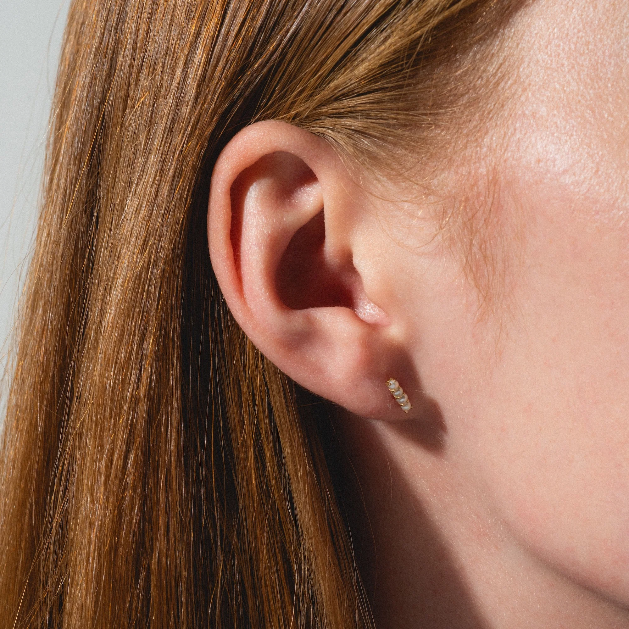 Solid Gold Pearl Bar Flat Back Studs - Image 2