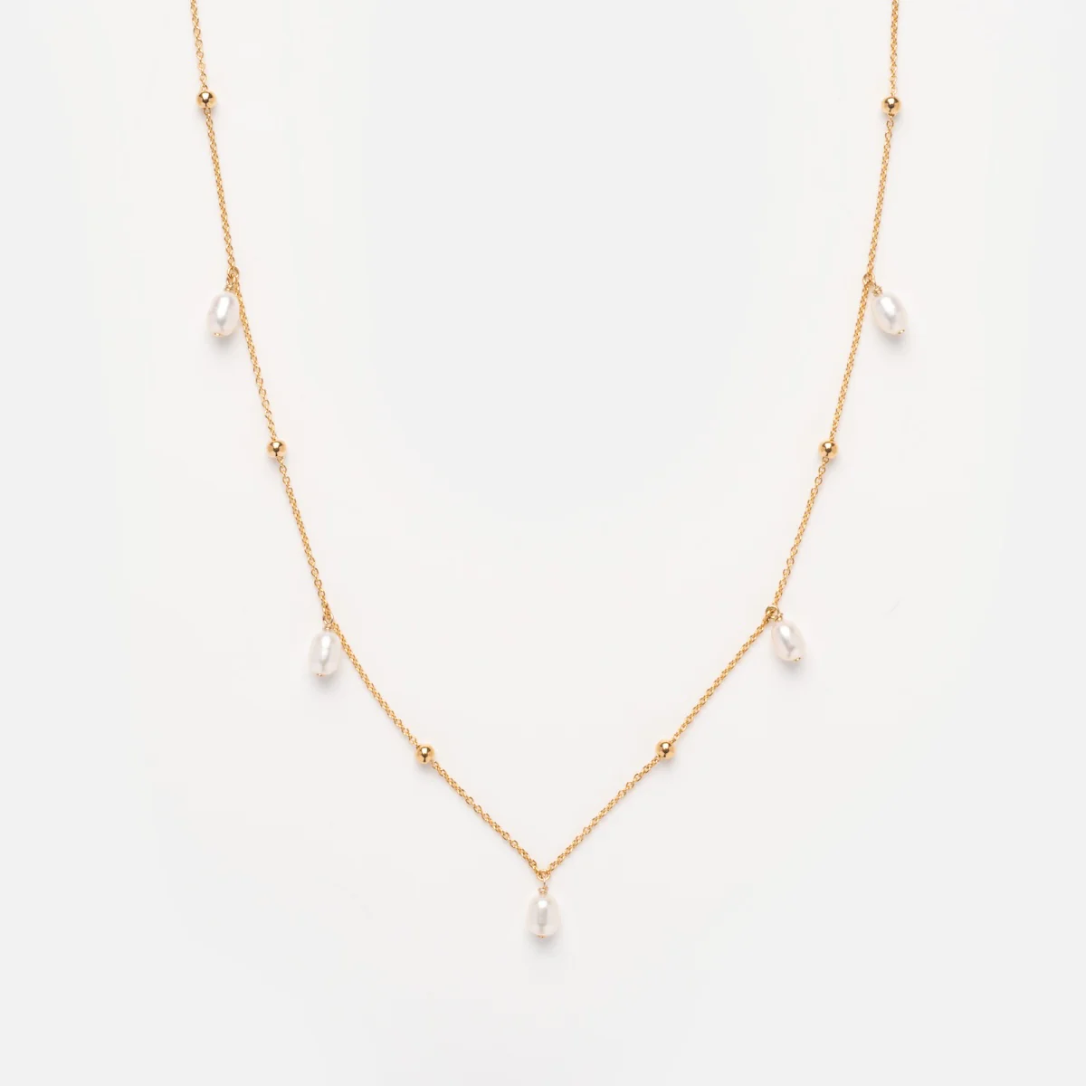 Solid Gold Pearl Droplet Necklace