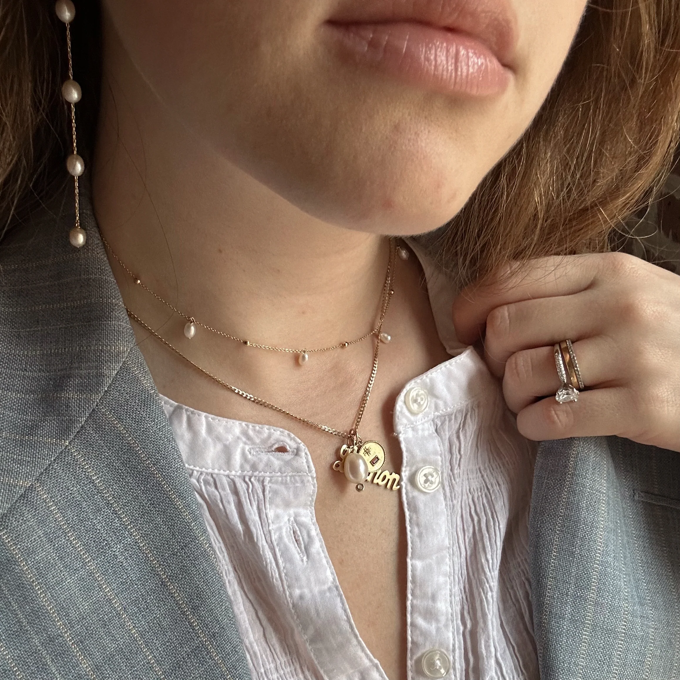 Solid Gold Pearl Droplet Necklace - Image 3