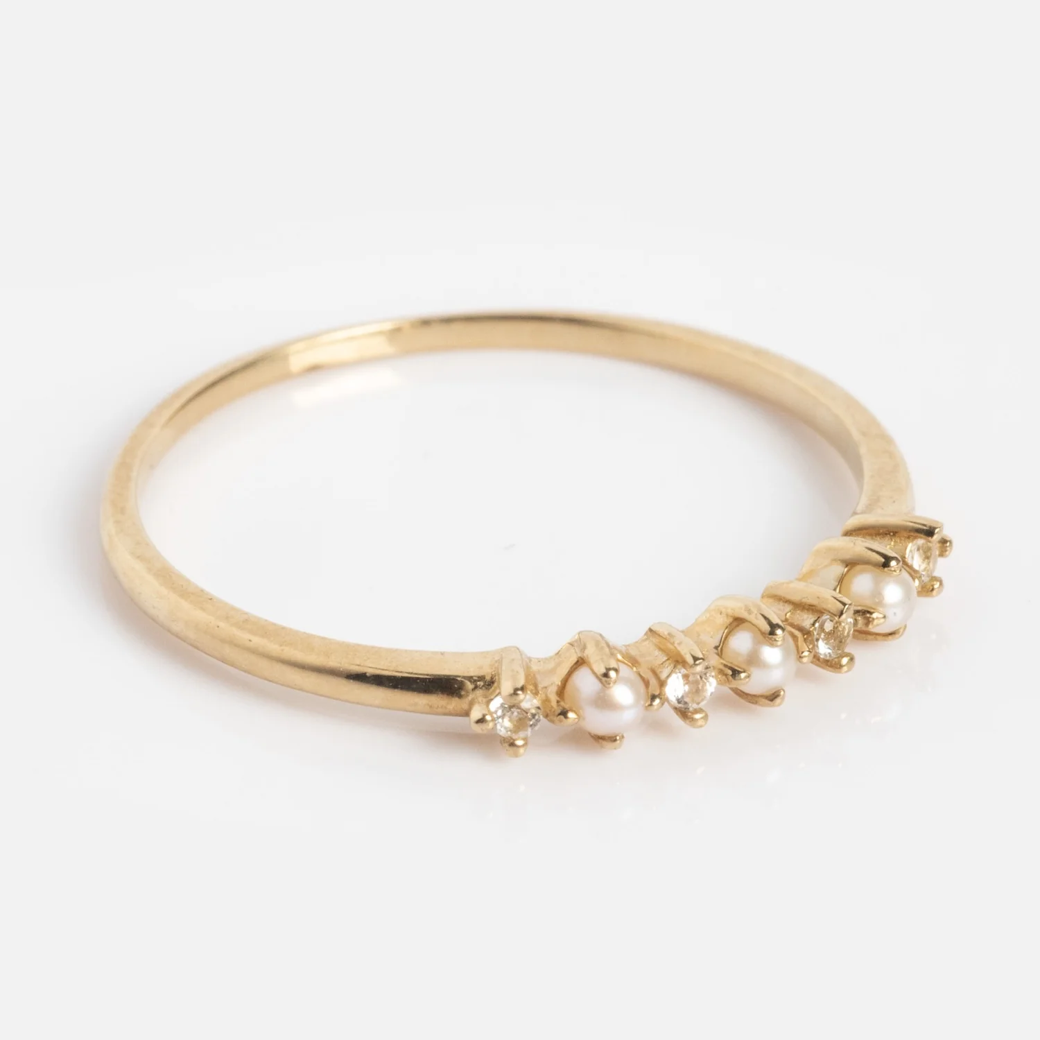 Solid Gold Pearl Trio Ring - Image 9