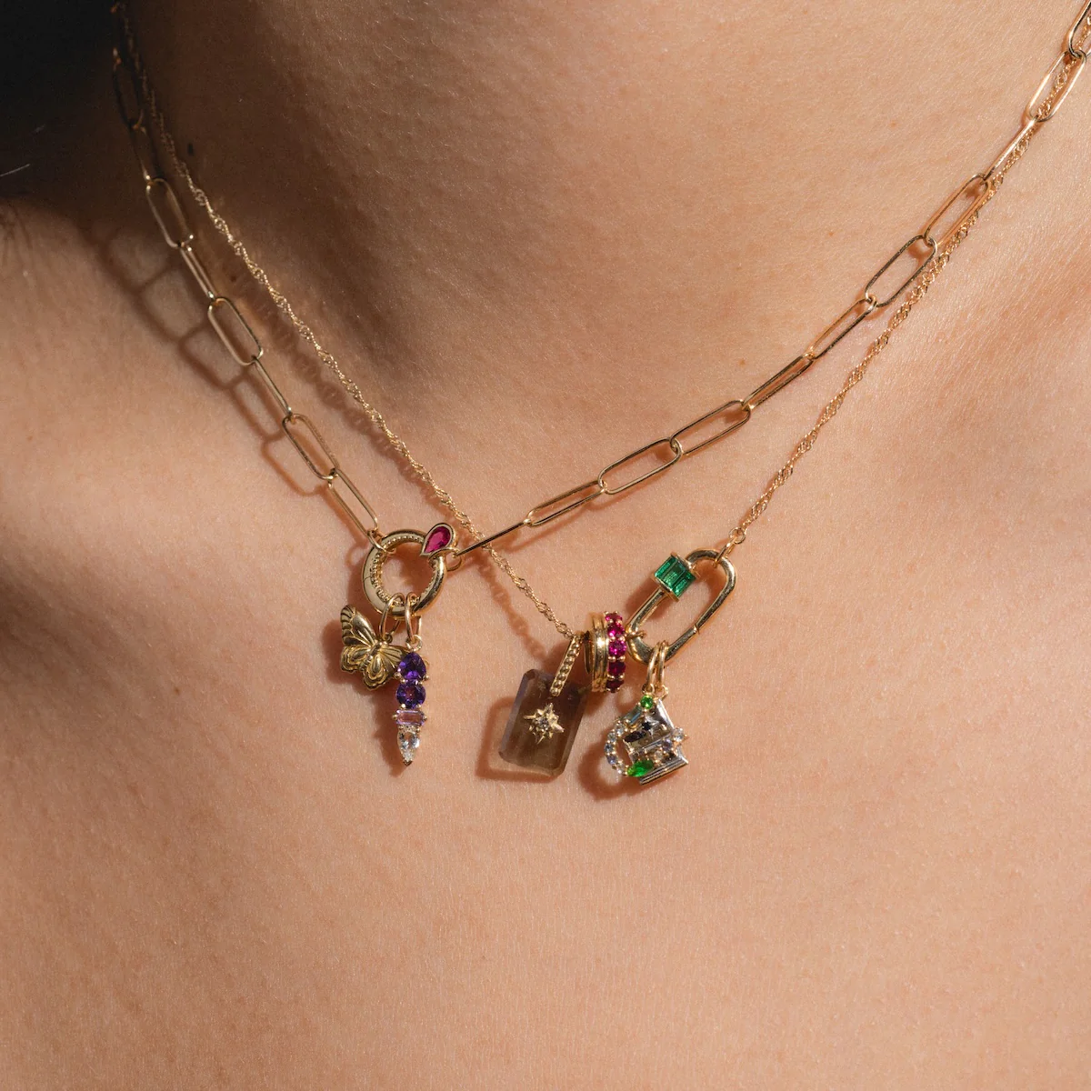 Solid Gold Perfect Start Charm Holder Necklace - Image 2