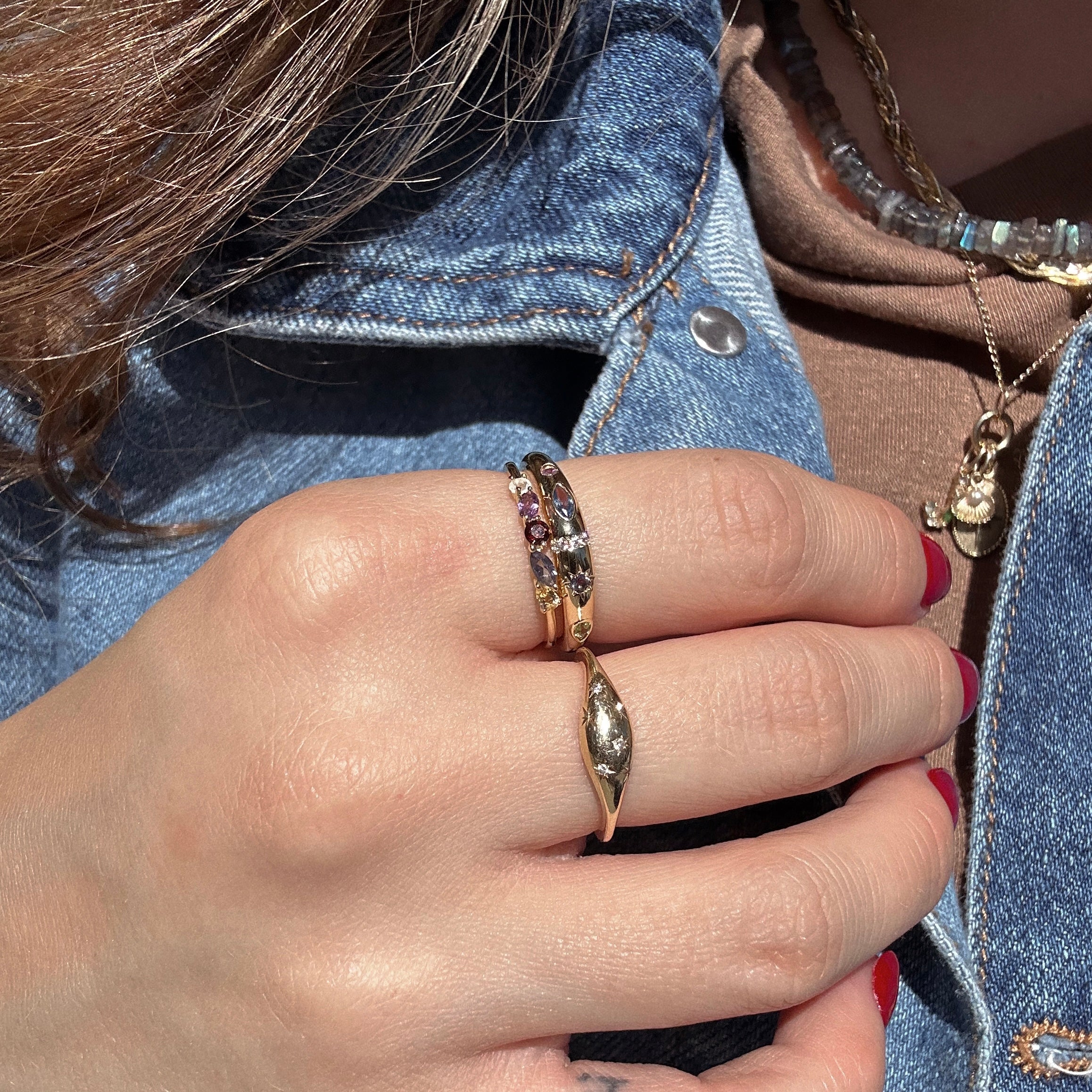 Solid Gold Pizza Acrostic Ring - Image 5