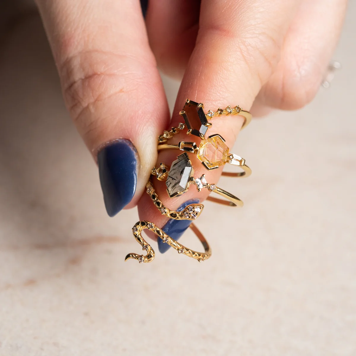 Solid Gold Rutilated Quartz Illumination Ring - Image 4
