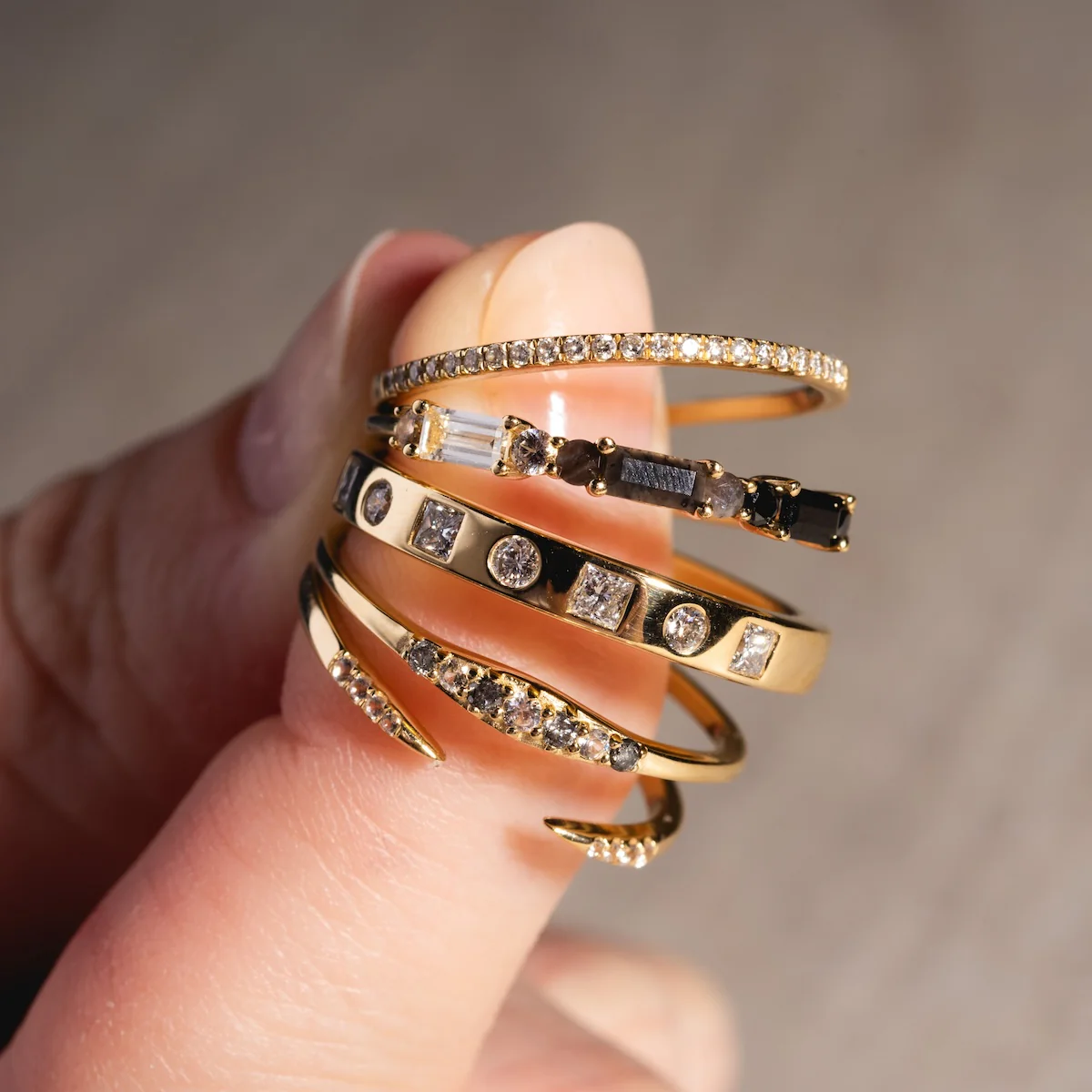Solid Gold Simple Pave Diamond Band - Image 3