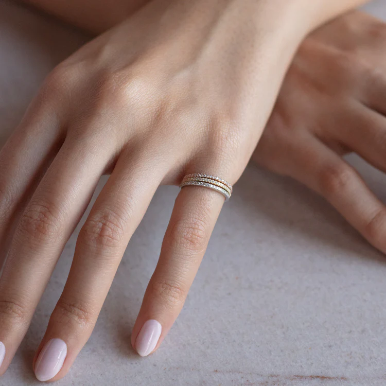 Solid Gold Simple Pave Diamond Band - Image 4