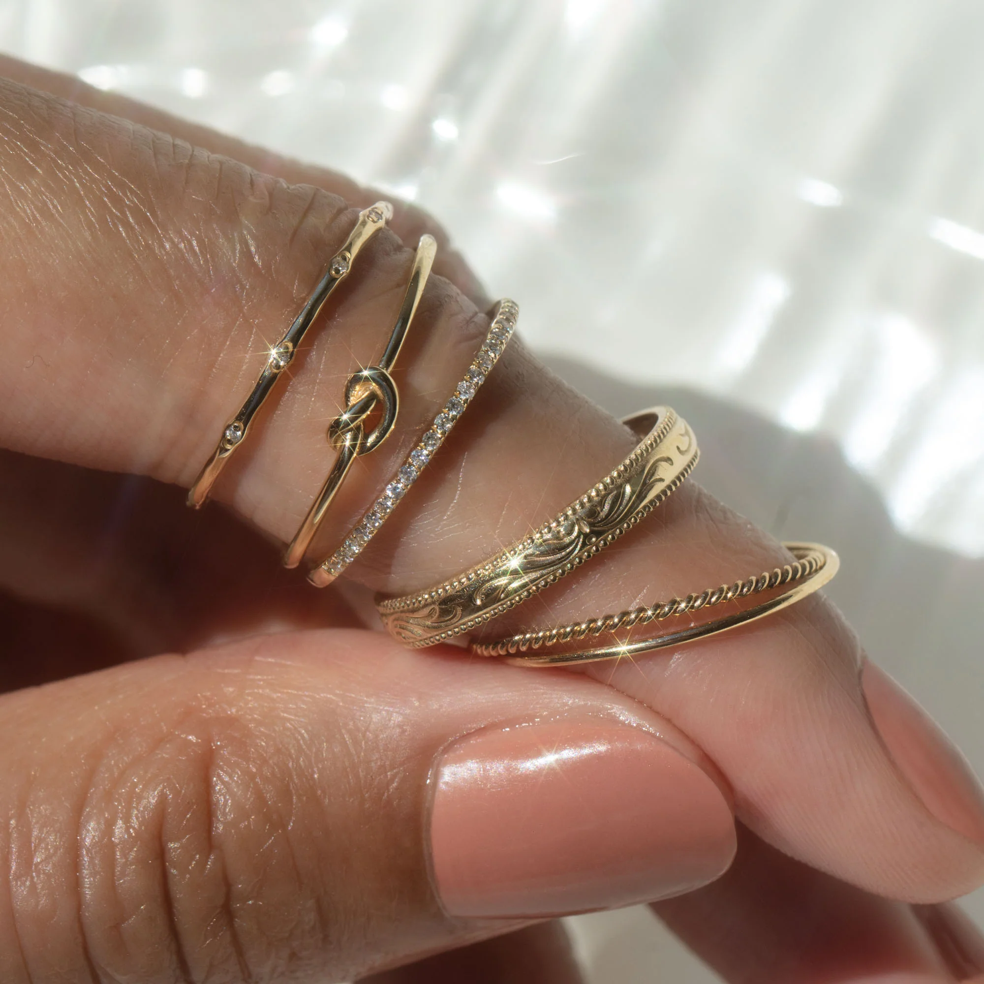 Solid Gold Simple Pave Diamond Band - Image 7