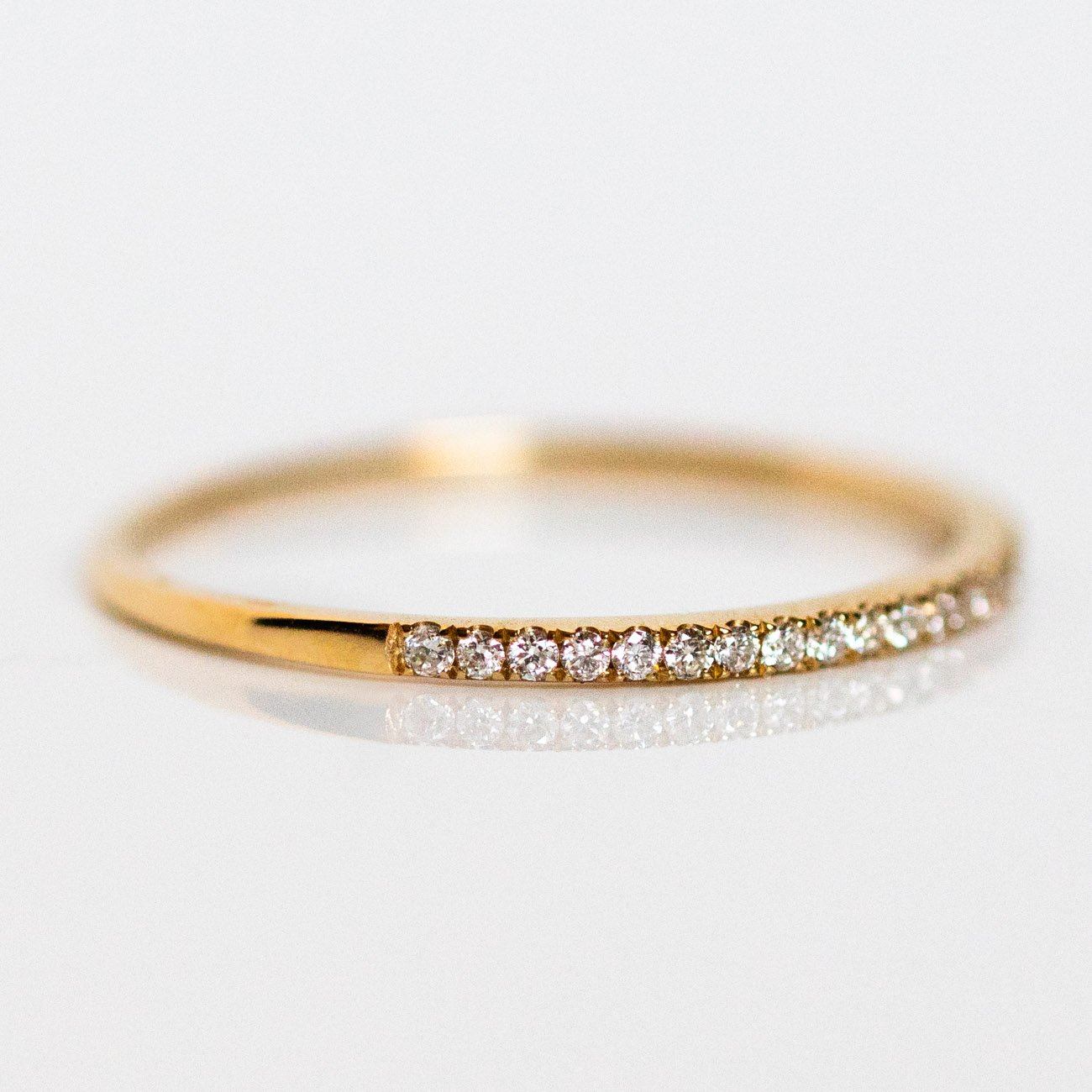 Solid Gold Simple Pave Diamond Band - Image 8