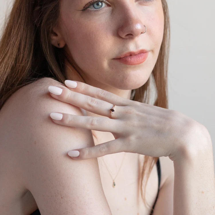 Solid Gold Smoky Quartz Shadow Kite Ring - Image 3