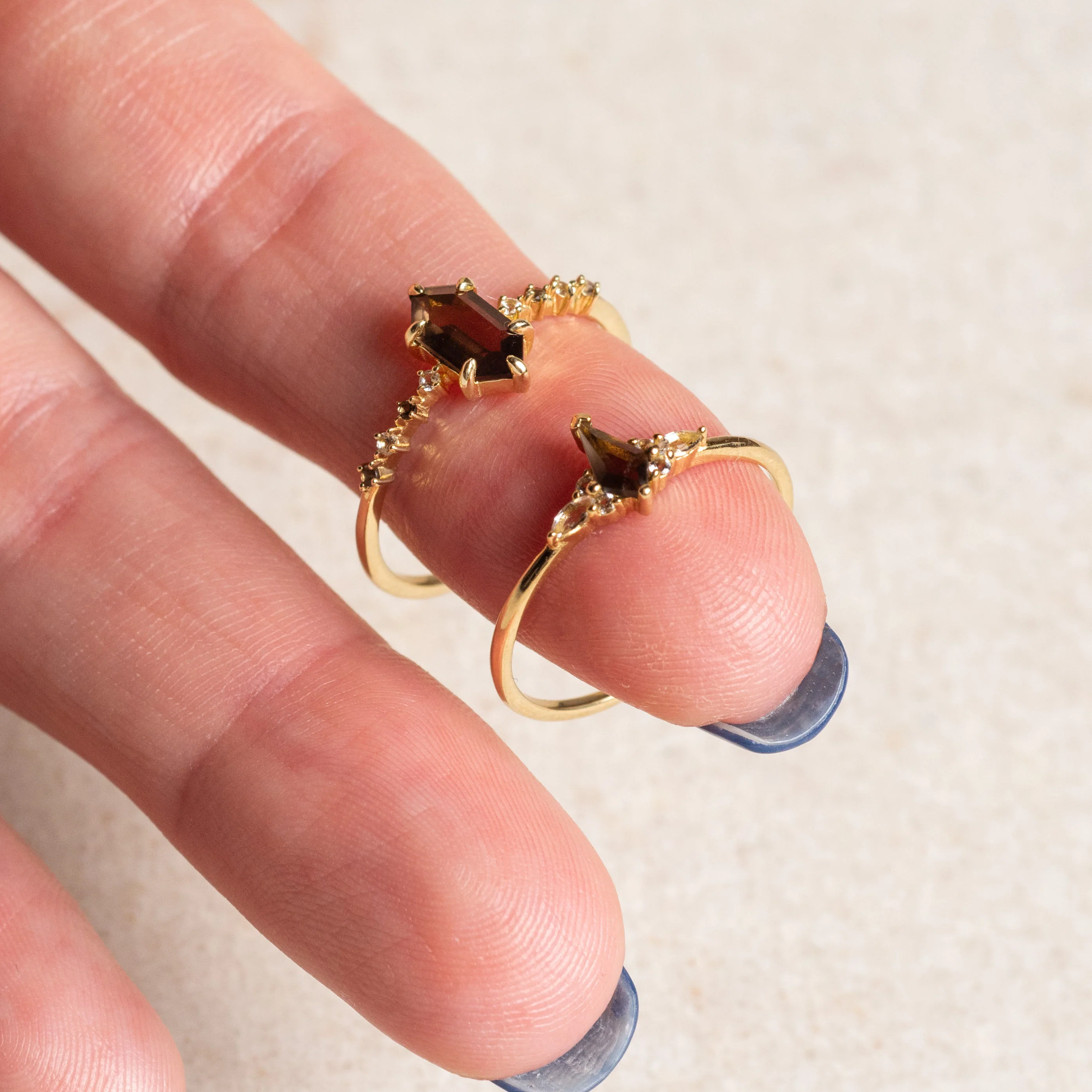 Solid Gold Smoky Quartz Shadow Kite Ring - Image 5