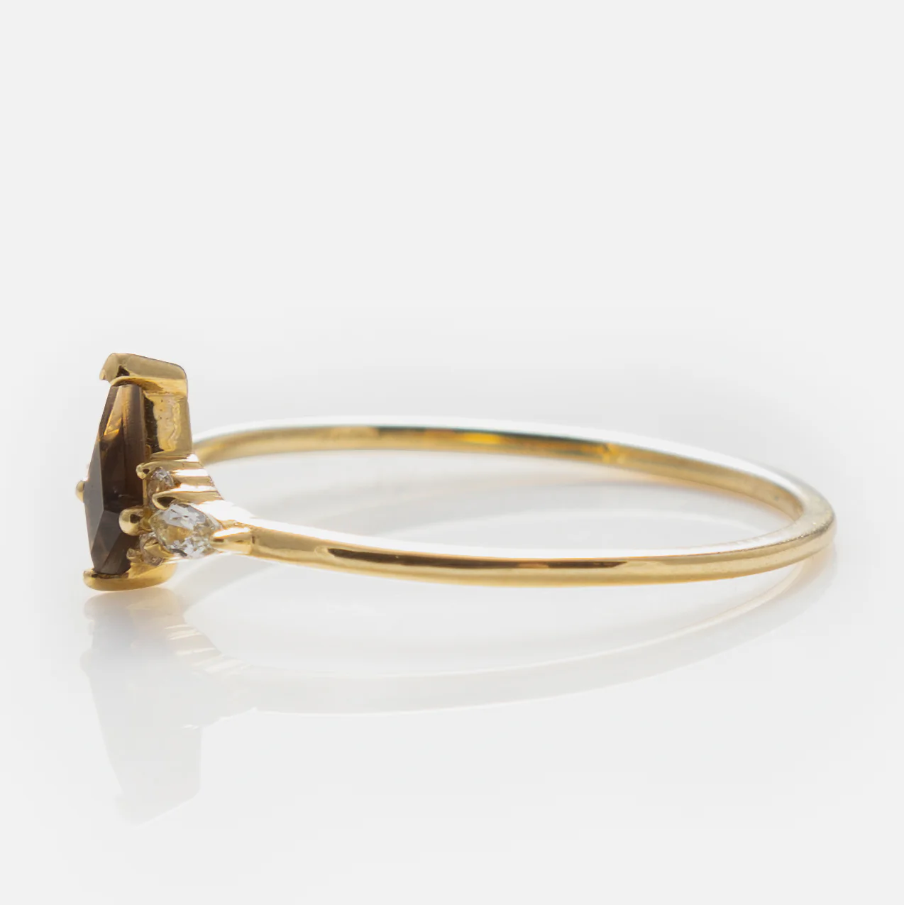 Solid Gold Smoky Quartz Shadow Kite Ring - Image 7