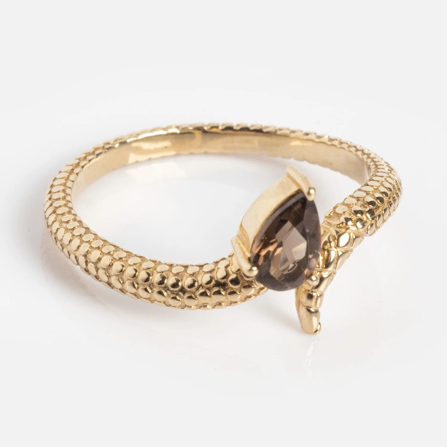 Solid Gold Smoky Quartz Snake Ring for Transformation - Image 10