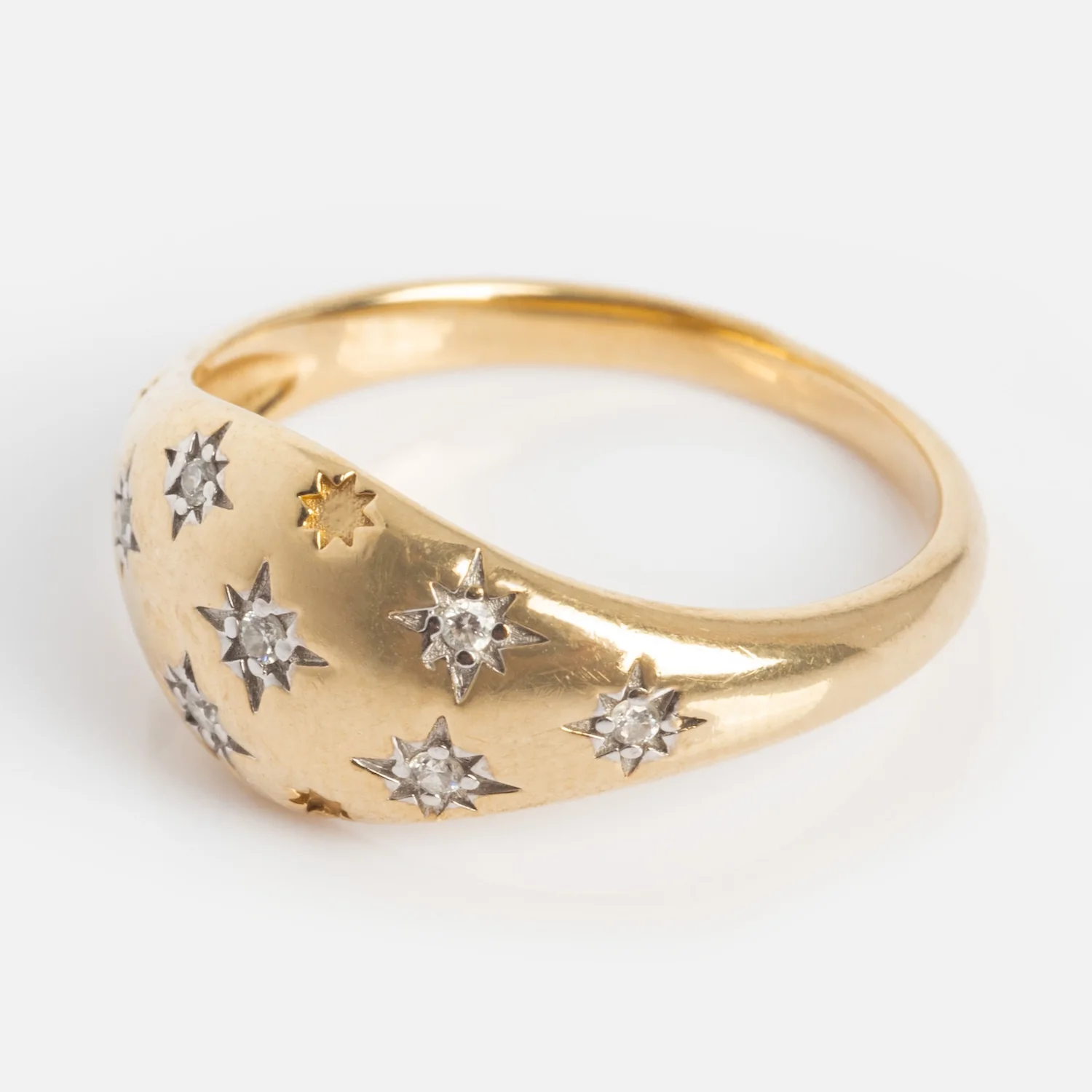 Solid Gold Star Crossed Dome Pinky Ring - Image 7