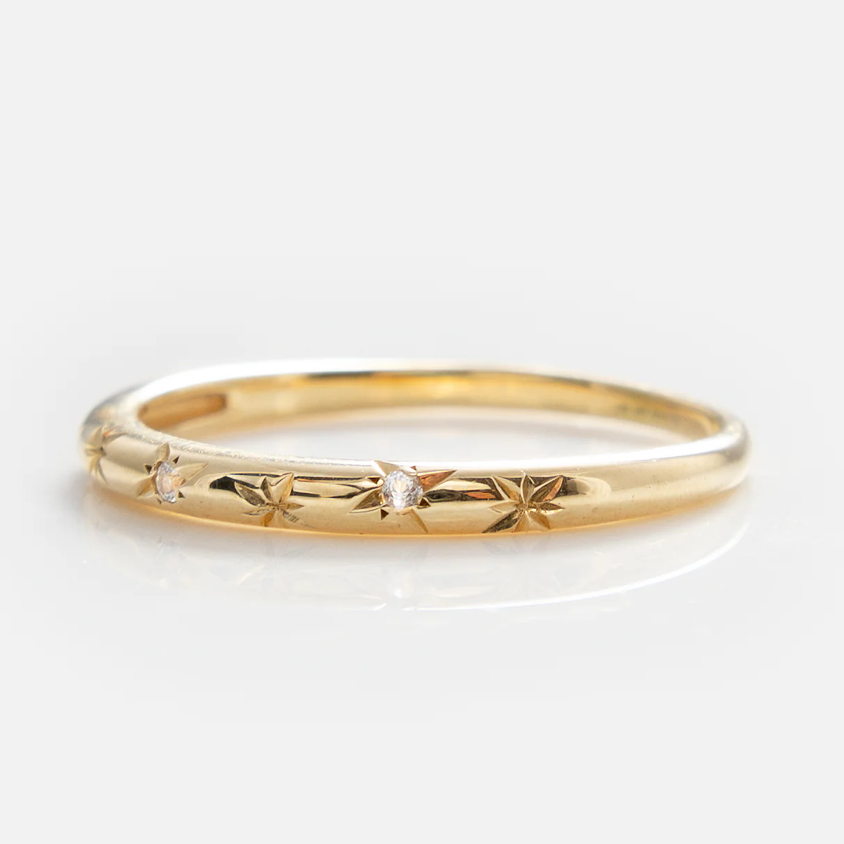 Solid Gold Starry White Sapphire Band - Image 5