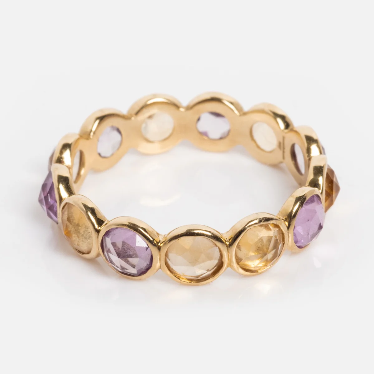 Solid Gold Sunrise Citrine and Alexandrite Band - Image 6